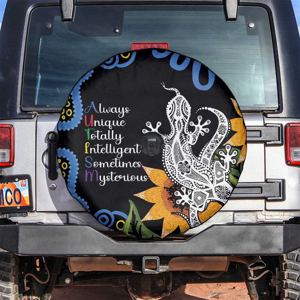 Australia Autism Awareness Spare Tire Cover Brave Strong Aussie Lizard Aboriginal Art