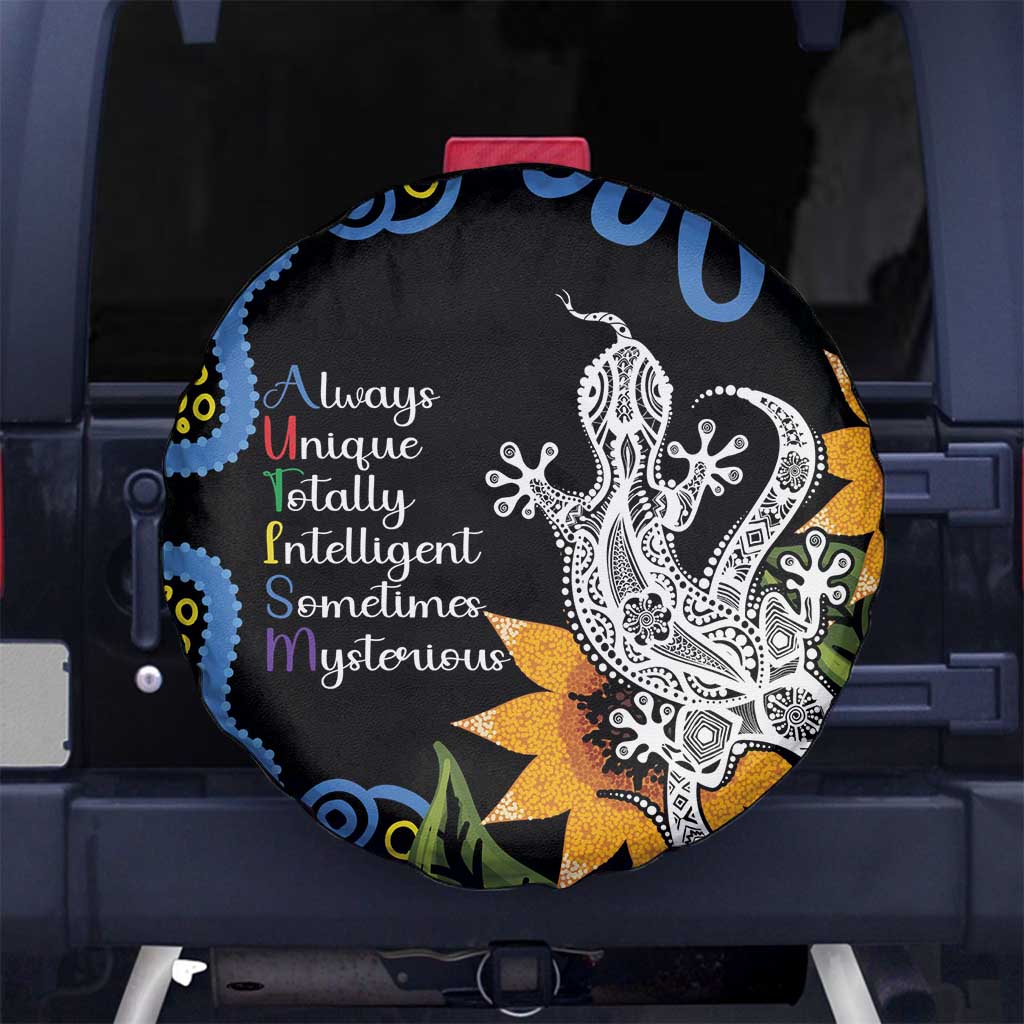 Australia Autism Awareness Spare Tire Cover Brave Strong Aussie Lizard Aboriginal Art