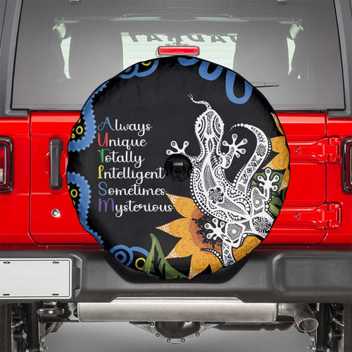 Australia Autism Awareness Spare Tire Cover Brave Strong Aussie Lizard Aboriginal Art