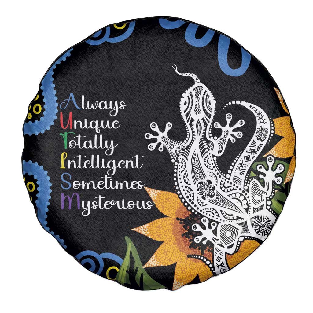 Australia Autism Awareness Spare Tire Cover Brave Strong Aussie Lizard Aboriginal Art