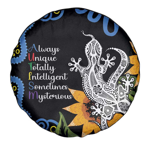 Australia Autism Awareness Spare Tire Cover Brave Strong Aussie Lizard Aboriginal Art