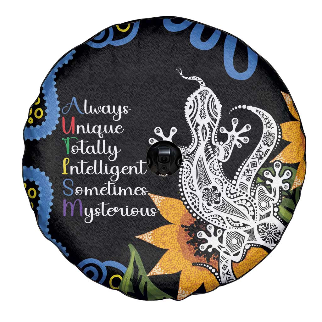 Australia Autism Awareness Spare Tire Cover Brave Strong Aussie Lizard Aboriginal Art