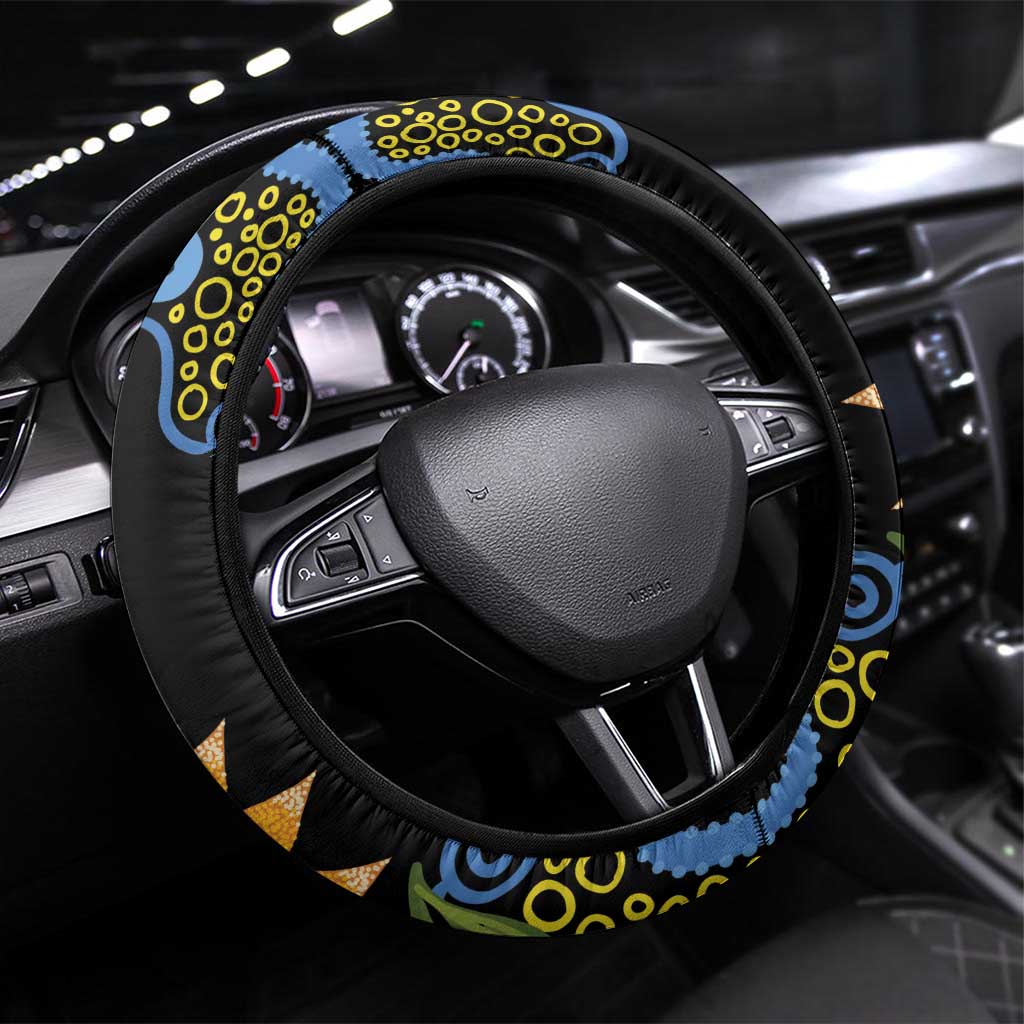 Australia Autism Awareness Steering Wheel Cover Brave Strong Aussie Lizard Aboriginal Art