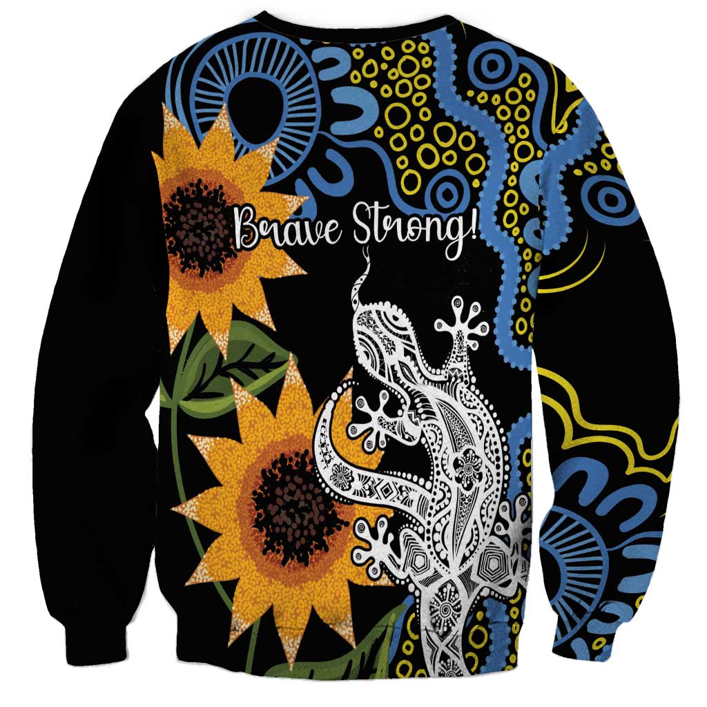 Australia Autism Awareness Sweatshirt Brave Strong Aussie Lizard Aboriginal Art