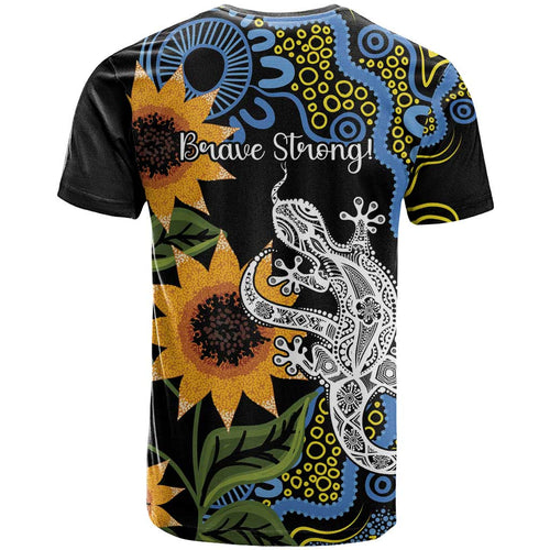 Australia Autism Awareness T Shirt Brave Strong Aussie Lizard Aboriginal Art
