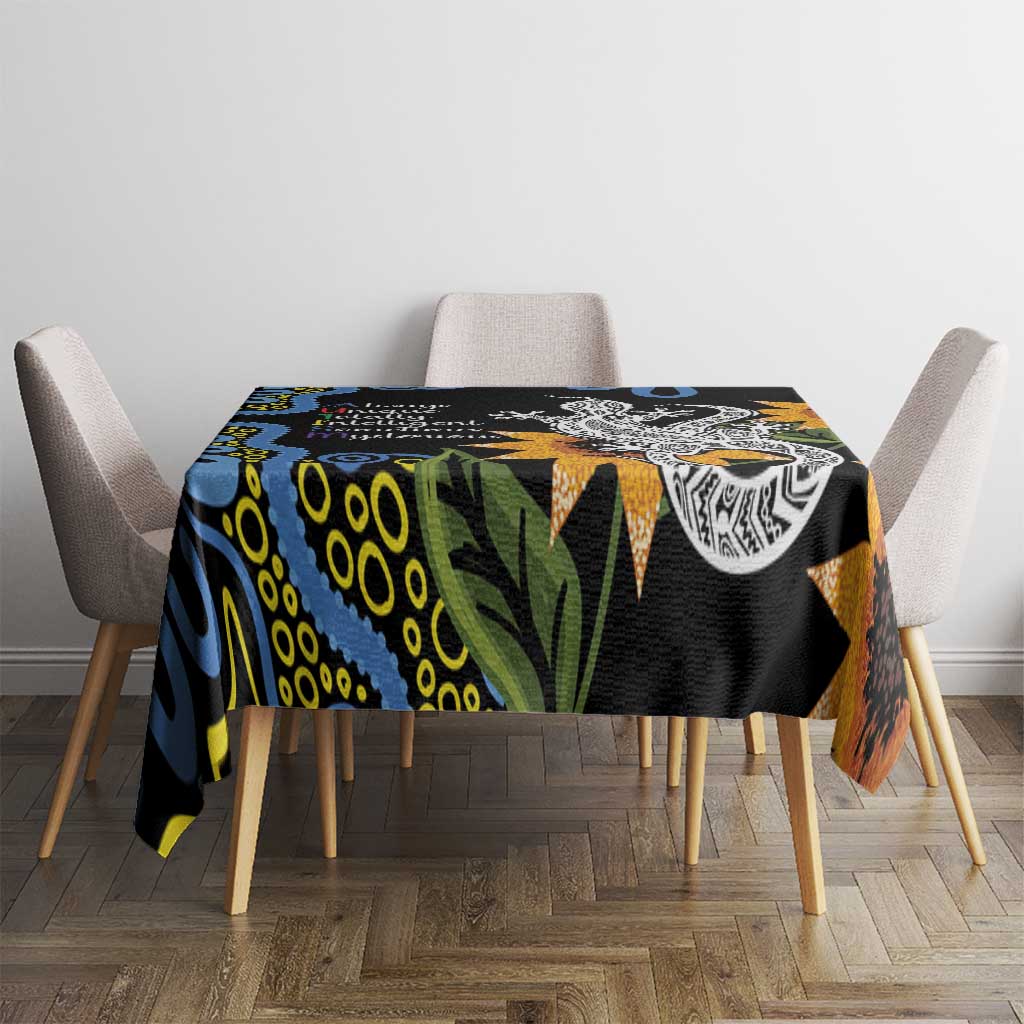 Australia Autism Awareness Tablecloth Brave Strong Aussie Lizard Aboriginal Art