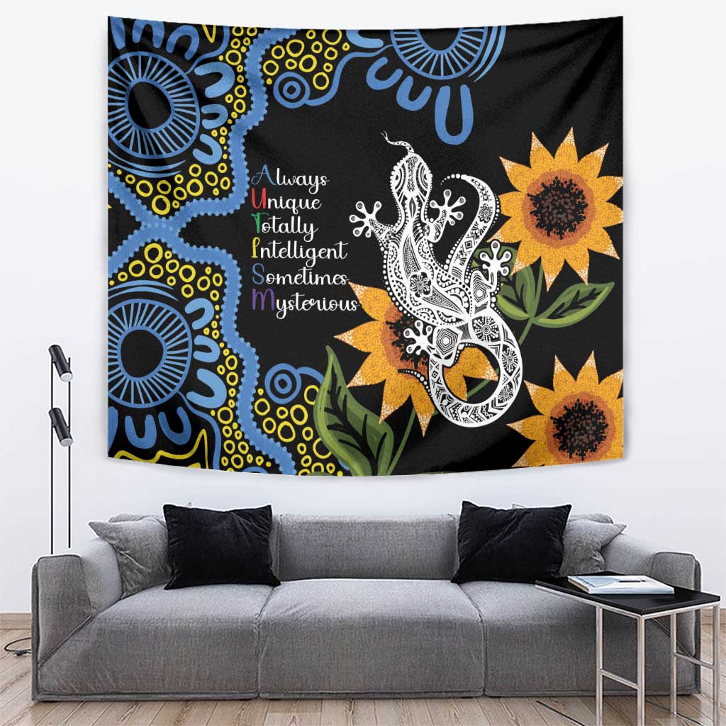 Australia Autism Awareness Tapestry Brave Strong Aussie Lizard Aboriginal Art
