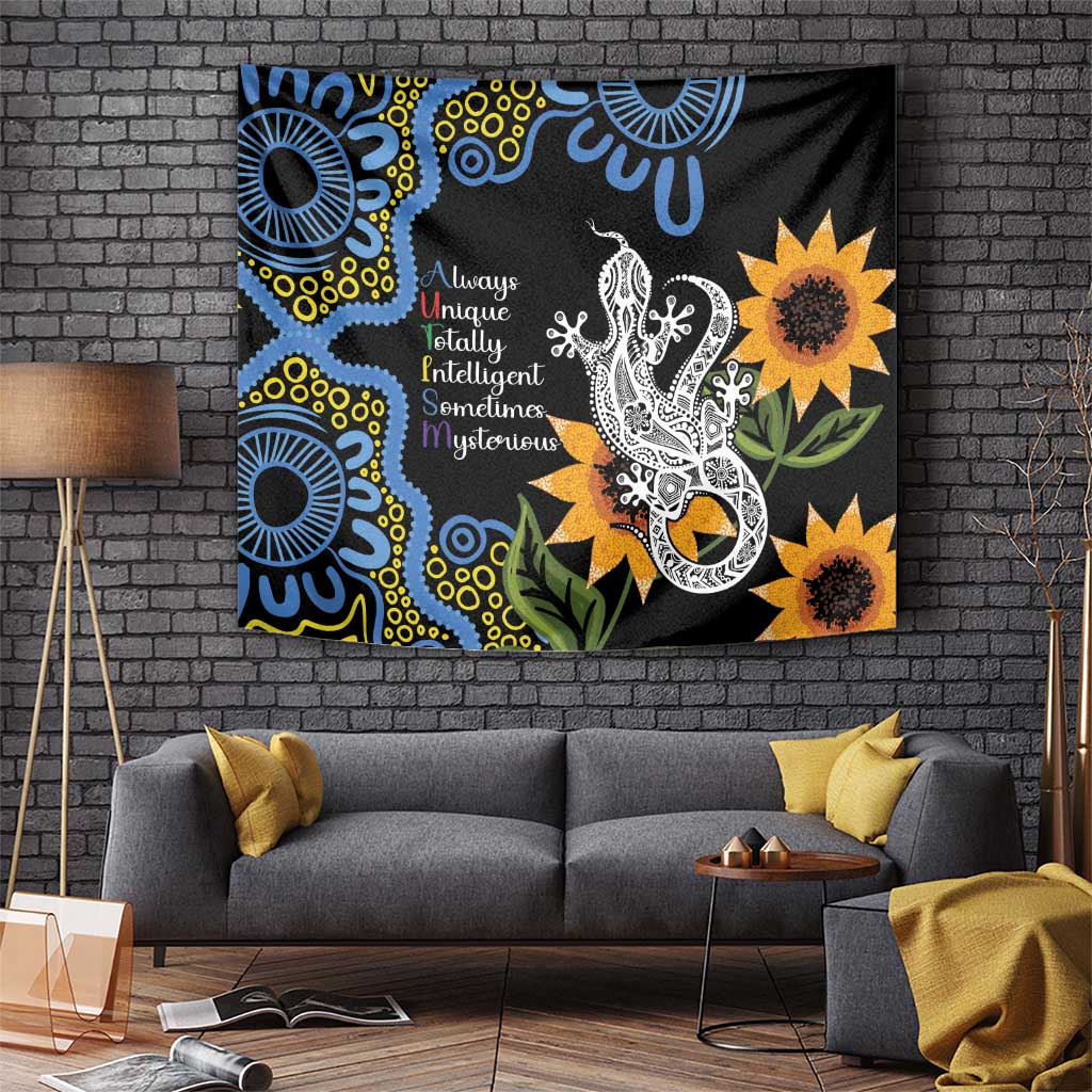 Australia Autism Awareness Tapestry Brave Strong Aussie Lizard Aboriginal Art