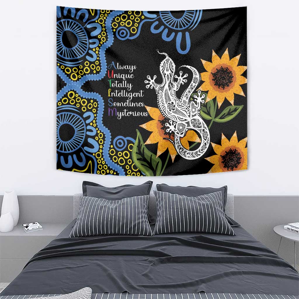 Australia Autism Awareness Tapestry Brave Strong Aussie Lizard Aboriginal Art