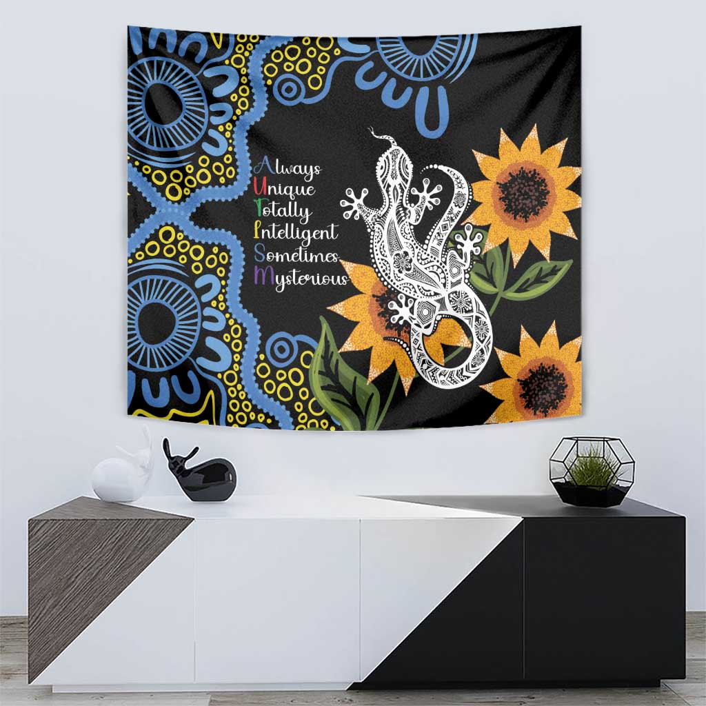 Australia Autism Awareness Tapestry Brave Strong Aussie Lizard Aboriginal Art
