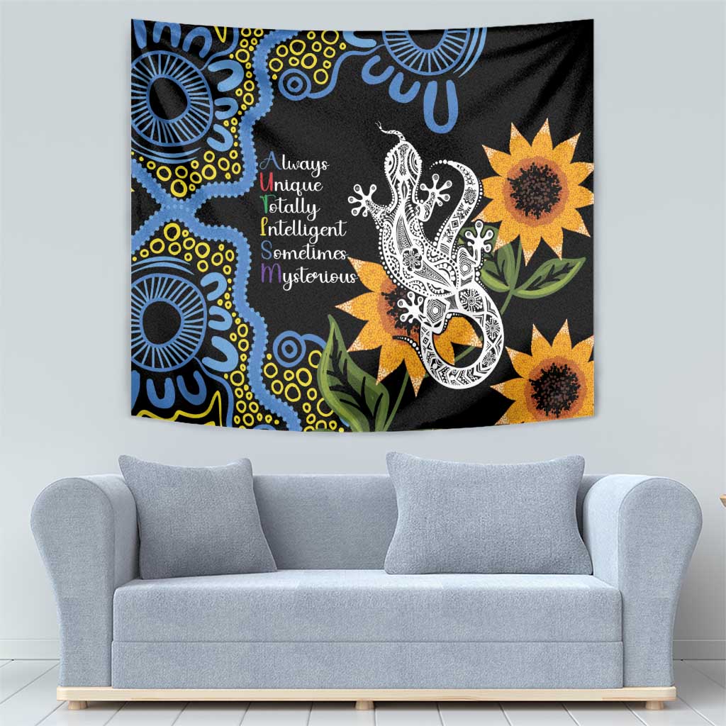 Australia Autism Awareness Tapestry Brave Strong Aussie Lizard Aboriginal Art