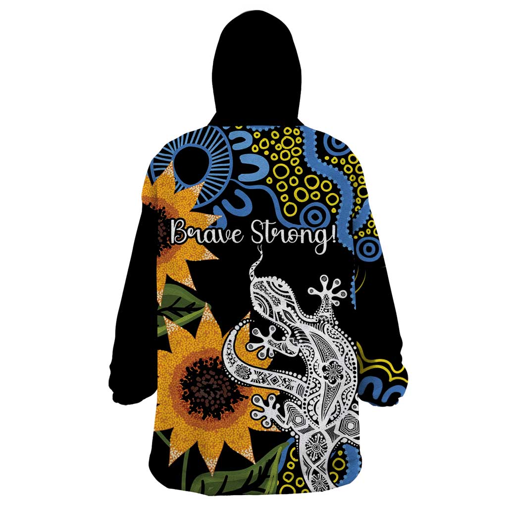 Australia Autism Awareness Wearable Blanket Hoodie Brave Strong Aussie Lizard Aboriginal Art