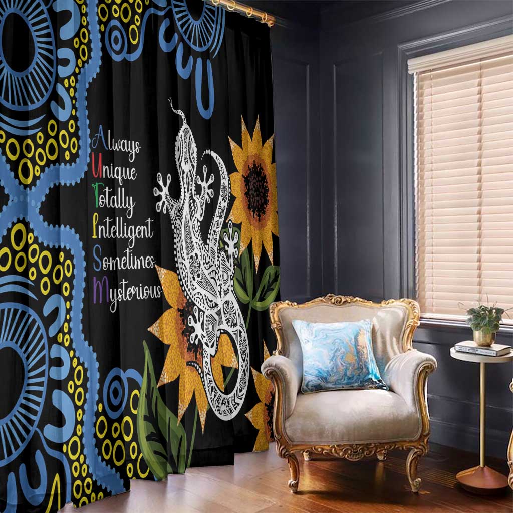 Australia Autism Awareness Window Curtain Brave Strong Aussie Lizard Aboriginal Art