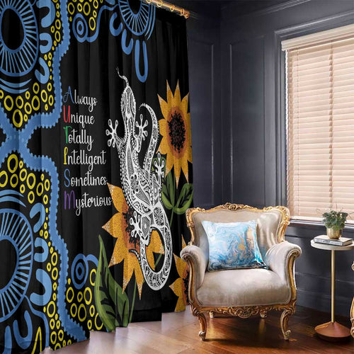 Australia Autism Awareness Window Curtain Brave Strong Aussie Lizard Aboriginal Art