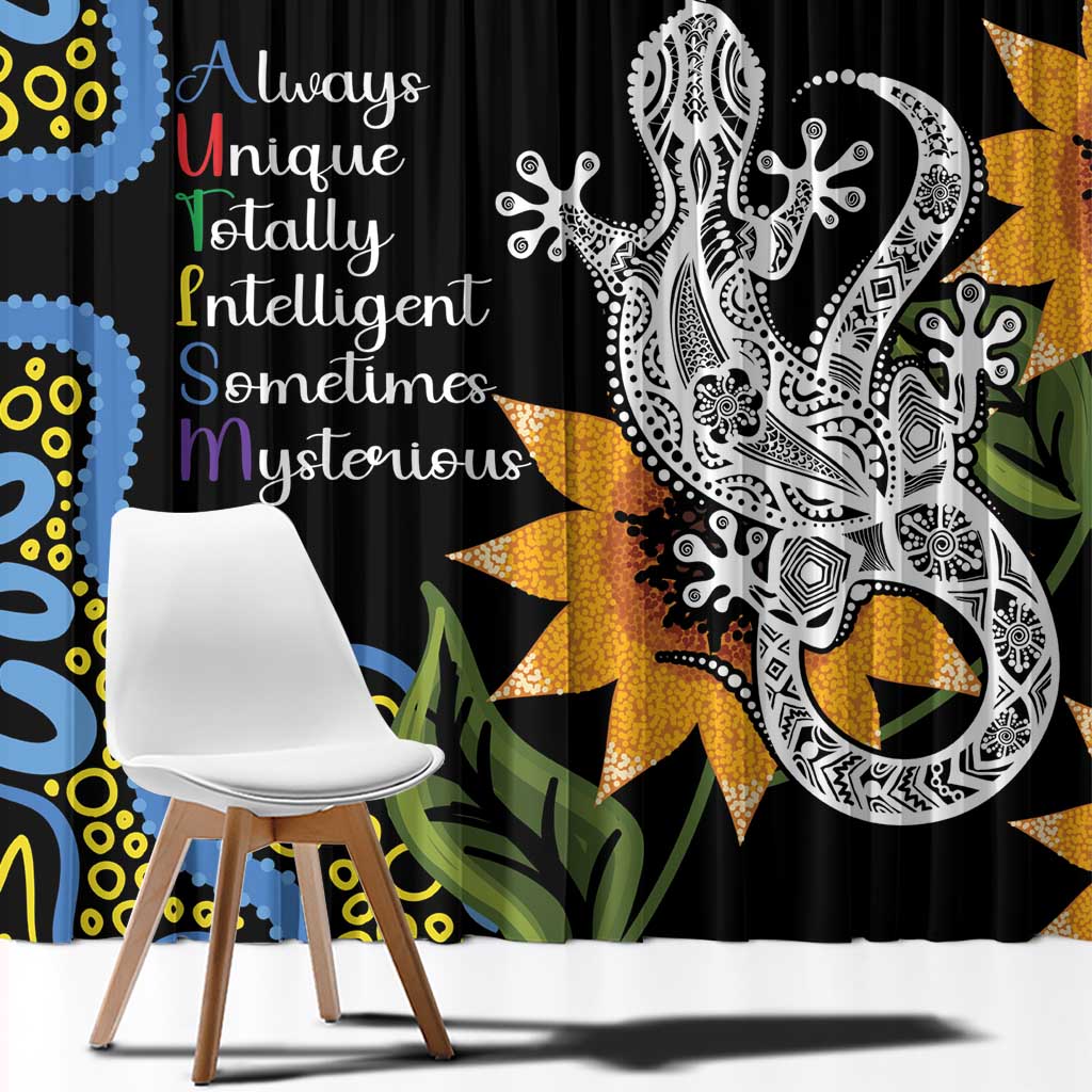 Australia Autism Awareness Window Curtain Brave Strong Aussie Lizard Aboriginal Art