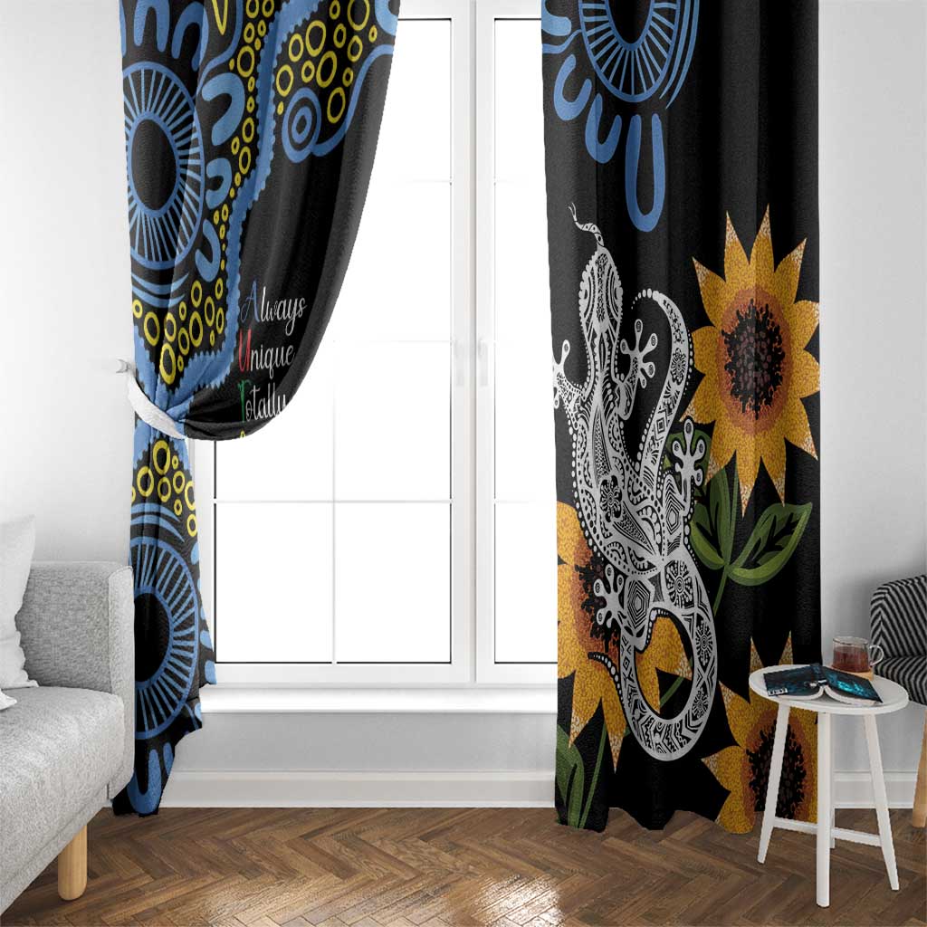 Australia Autism Awareness Window Curtain Brave Strong Aussie Lizard Aboriginal Art