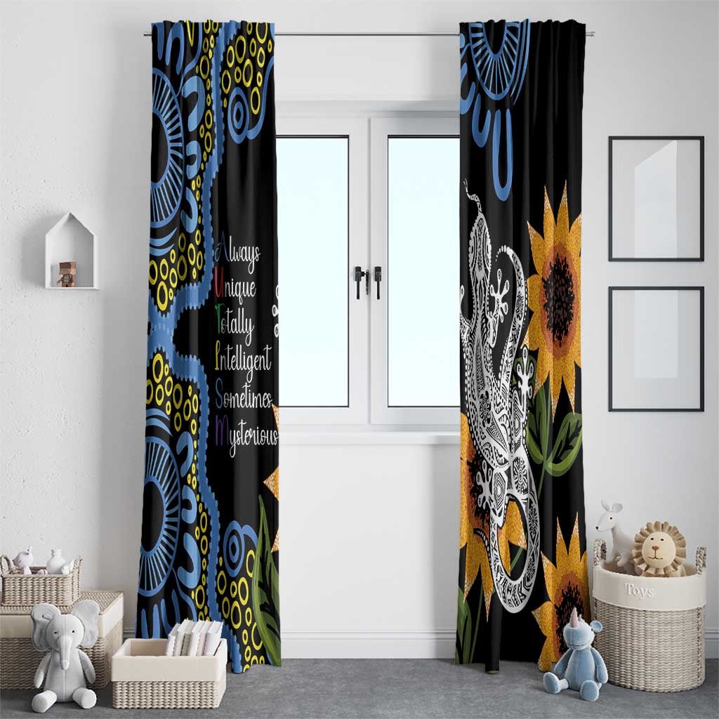 Australia Autism Awareness Window Curtain Brave Strong Aussie Lizard Aboriginal Art