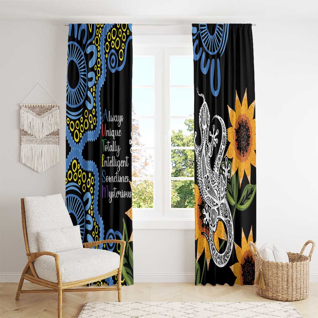 Australia Autism Awareness Window Curtain Brave Strong Aussie Lizard Aboriginal Art