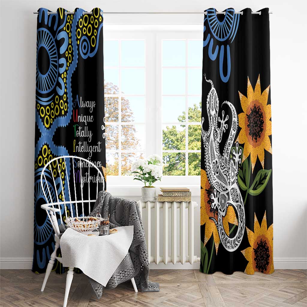 Australia Autism Awareness Window Curtain Brave Strong Aussie Lizard Aboriginal Art