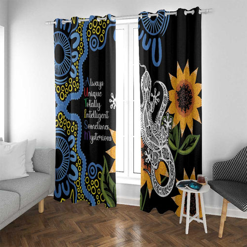 Australia Autism Awareness Window Curtain Brave Strong Aussie Lizard Aboriginal Art