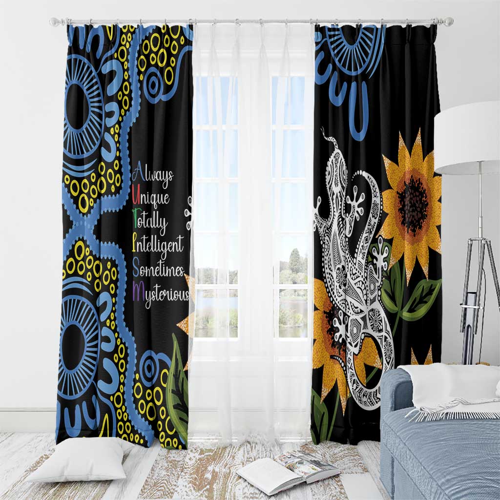 Australia Autism Awareness Window Curtain Brave Strong Aussie Lizard Aboriginal Art