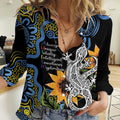 Australia Autism Awareness Women Casual Shirt Brave Strong Aussie Lizard Aboriginal Art