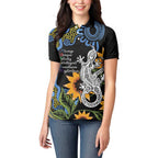 Australia Autism Awareness Women Polo Shirt Brave Strong Aussie Lizard Aboriginal Art