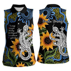 Australia Autism Awareness Women Sleeveless Polo Shirt Brave Strong Aussie Lizard Aboriginal Art