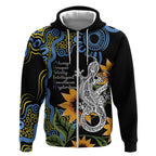 Australia Autism Awareness Zip Hoodie Brave Strong Aussie Lizard Aboriginal Art
