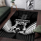 New Zealand Silver Fern Rugby Area Rug Haka Dance With Aotearoa Maori Pattern