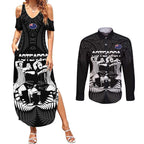 New Zealand Silver Fern Rugby Couples Matching Summer Maxi Dress and Long Sleeve Button Shirt Haka Dance With Aotearoa Maori Pattern