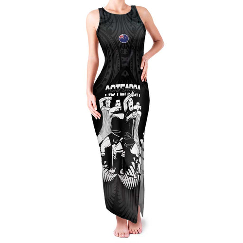 New Zealand Silver Fern Rugby Family Matching Tank Maxi Dress and Hawaiian Shirt Haka Dance With Aotearoa Maori Pattern