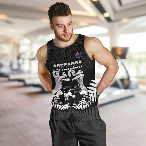 New Zealand Silver Fern Rugby Men Tank Top Haka Dance With Aotearoa Maori Pattern