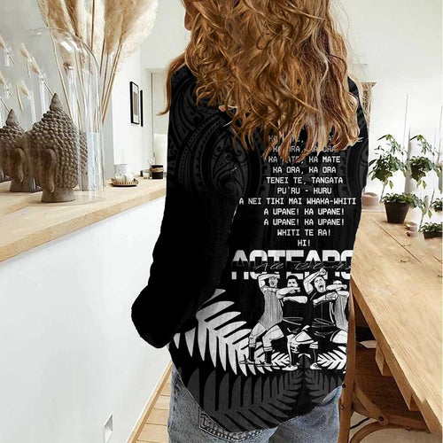 New Zealand Silver Fern Rugby Women Casual Shirt Haka Dance With Aotearoa Maori Pattern