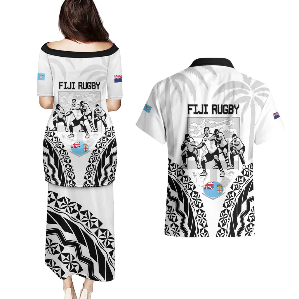New Zealand And Fiji Tapa Rugby Couples Matching Puletasi and Hawaiian Shirt Haka Dance Mix Cibi Dance Together