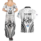 New Zealand And Fiji Tapa Rugby Couples Matching Summer Maxi Dress and Hawaiian Shirt Haka Dance Mix Cibi Dance Together