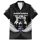 New Zealand And Fiji Tapa Rugby Family Matching Off The Shoulder Long Sleeve Dress and Hawaiian Shirt Haka Dance Mix Cibi Dance Together