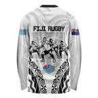 New Zealand And Fiji Tapa Rugby Long Sleeve Shirt Haka Dance Mix Cibi Dance Together