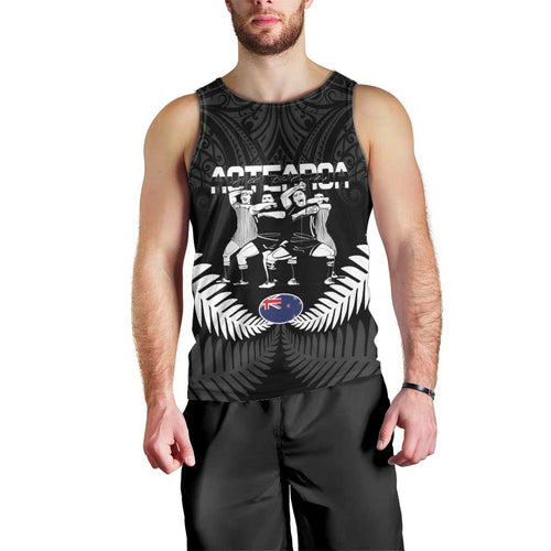 New Zealand And Fiji Tapa Rugby Men Tank Top Haka Dance Mix Cibi Dance Together