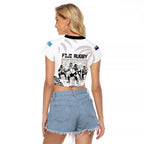 New Zealand And Fiji Tapa Rugby Raglan Cropped T Shirt Haka Dance Mix Cibi Dance Together
