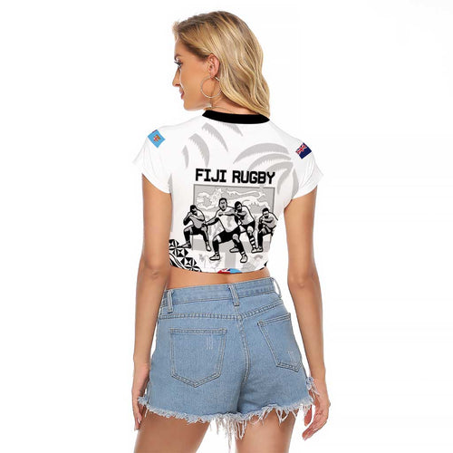 New Zealand And Fiji Tapa Rugby Raglan Cropped T Shirt Haka Dance Mix Cibi Dance Together