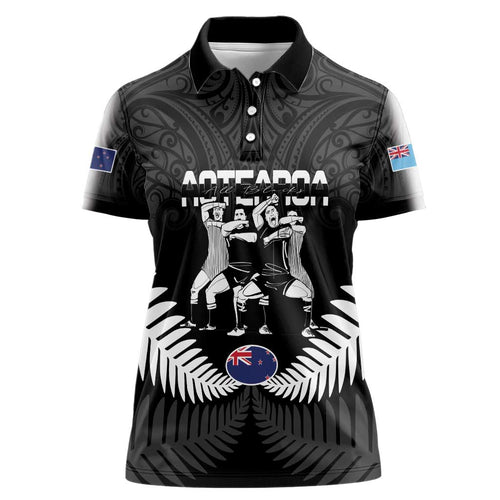 New Zealand And Fiji Tapa Rugby Women Polo Shirt Haka Dance Mix Cibi Dance Together
