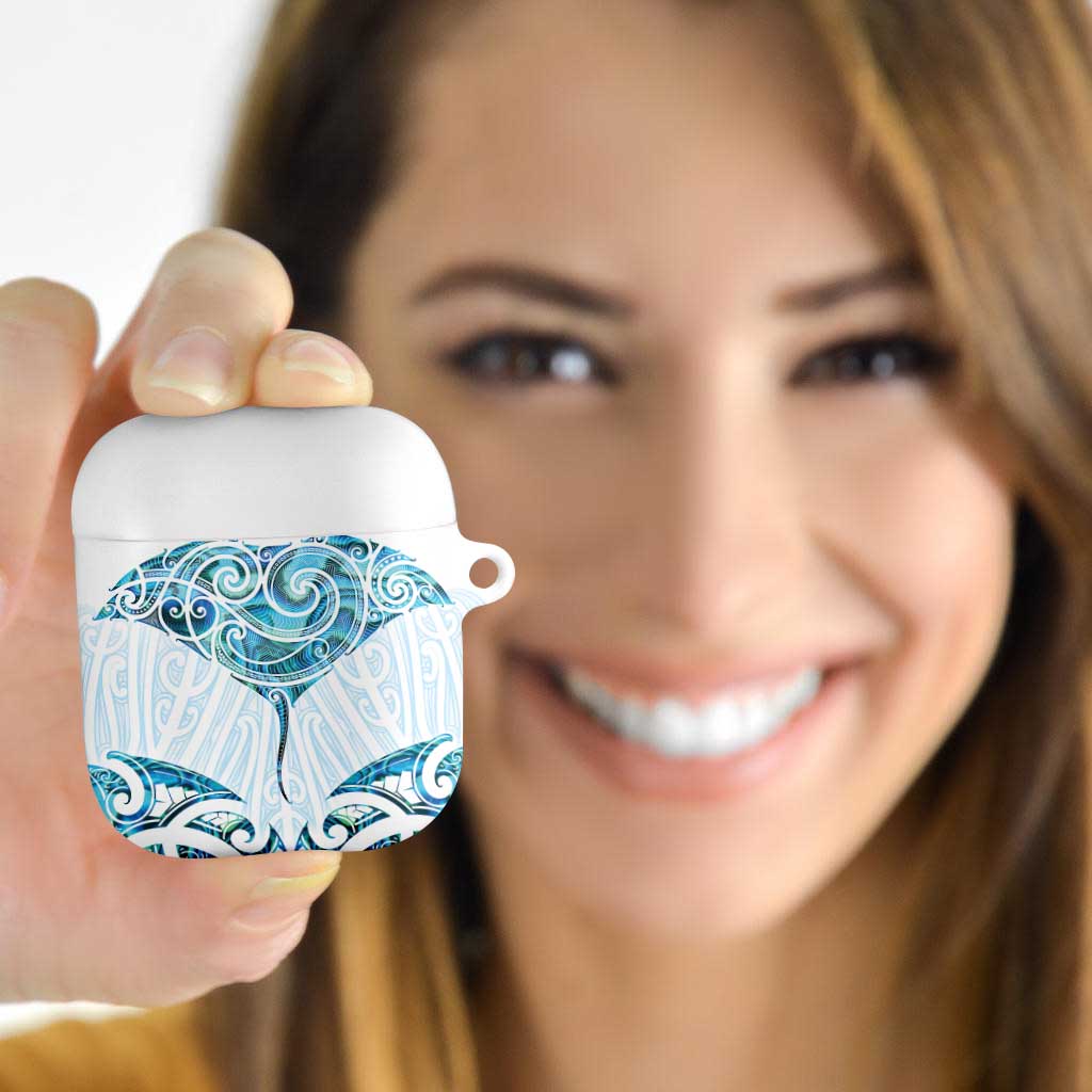 New Zealand Manta Ray Tattoo AirPods Case Aotearoa Maori Haehae Paua Shell - Aussie Hoodie