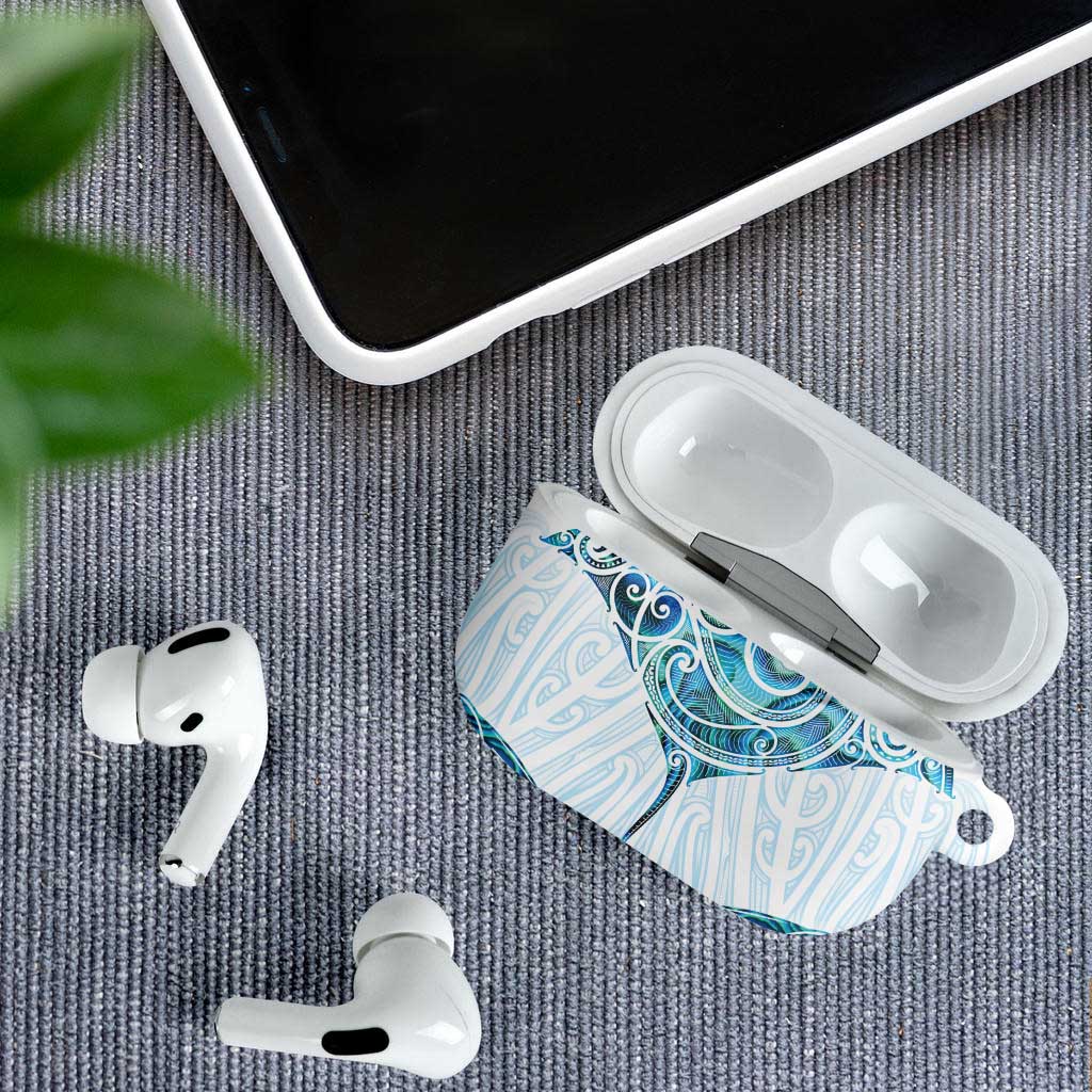 New Zealand Manta Ray Tattoo AirPods Case Aotearoa Maori Haehae Paua Shell - Aussie Hoodie