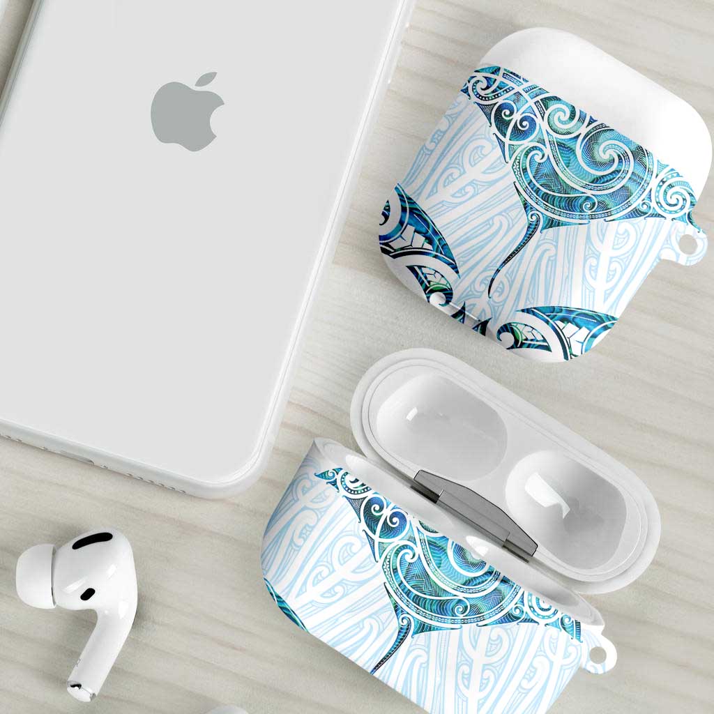 New Zealand Manta Ray Tattoo AirPods Case Aotearoa Maori Haehae Paua Shell - Aussie Hoodie