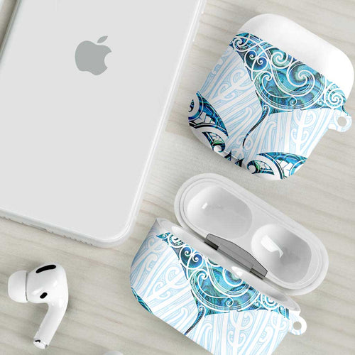 New Zealand Manta Ray Tattoo AirPods Case Aotearoa Maori Haehae Paua Shell - Aussie Hoodie