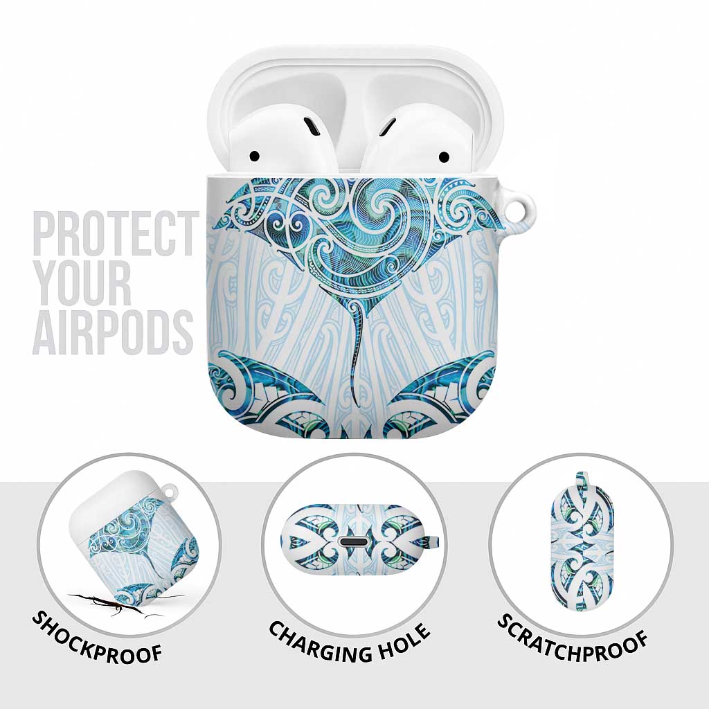 New Zealand Manta Ray Tattoo AirPods Case Aotearoa Maori Haehae Paua Shell - Aussie Hoodie