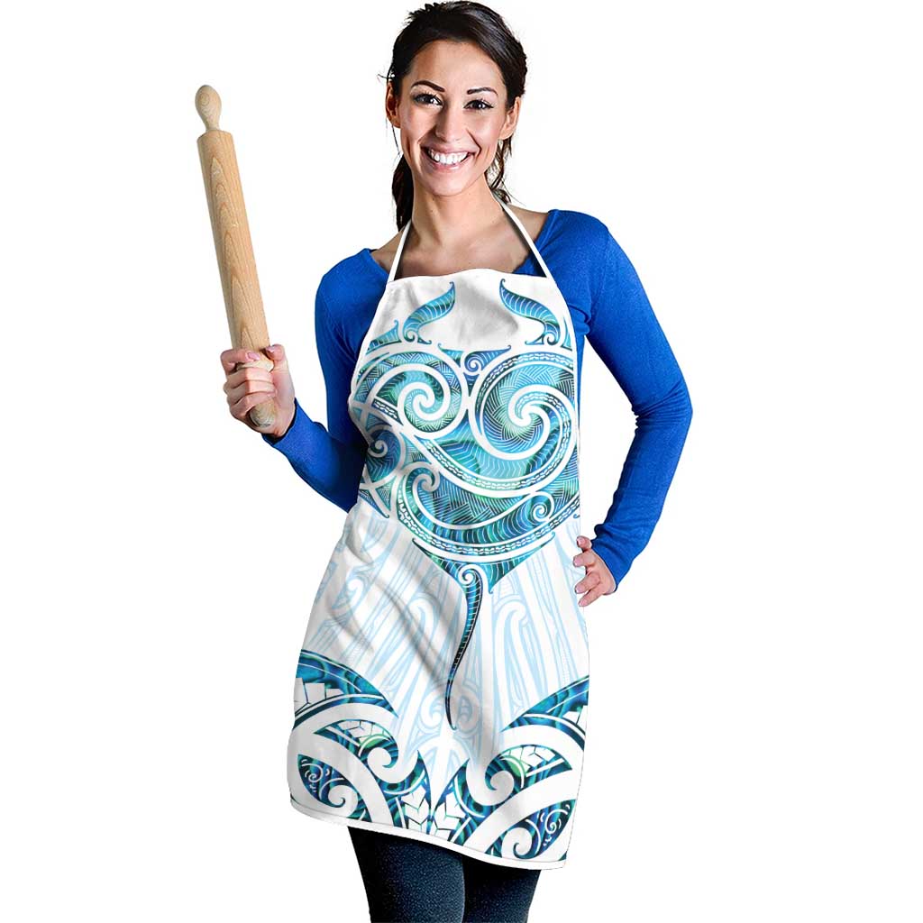 New Zealand Manta Ray Tattoo Apron Aotearoa Maori Haehae Paua Shell - Aussie Hoodie