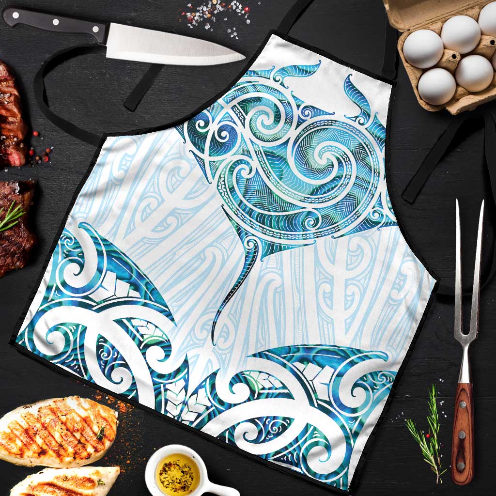 New Zealand Manta Ray Tattoo Apron Aotearoa Maori Haehae Paua Shell - Aussie Hoodie