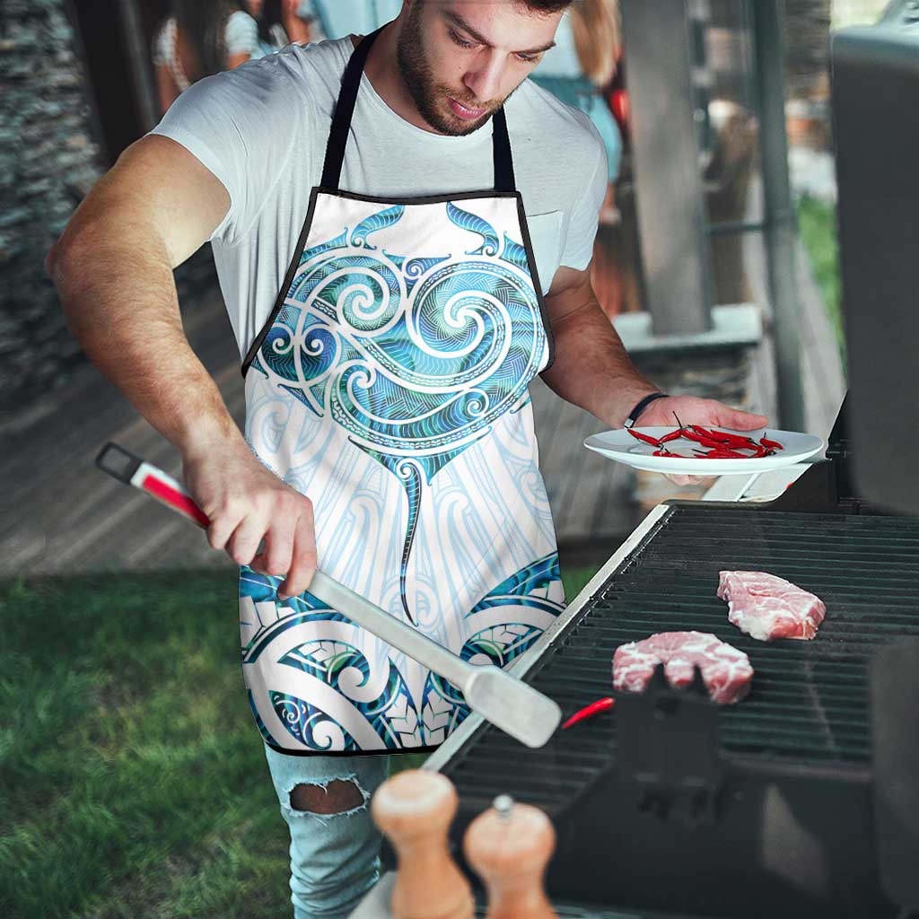New Zealand Manta Ray Tattoo Apron Aotearoa Maori Haehae Paua Shell - Aussie Hoodie